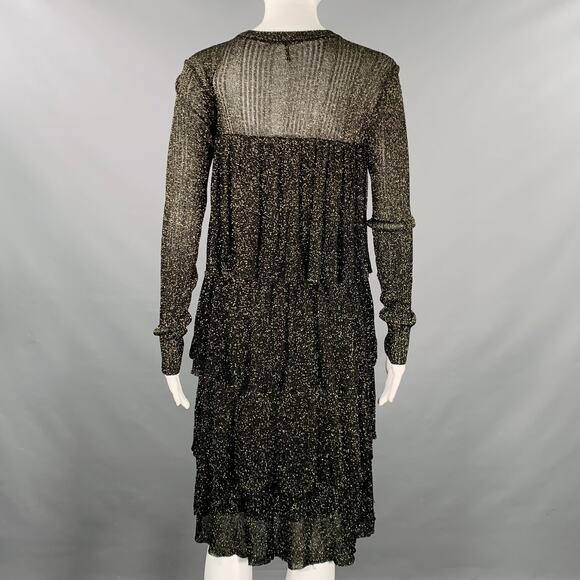 SCOTCH AND SODA Size S Starwatcher Black Gold Knit Ribbed Layered Dress - Picture 3 of 5